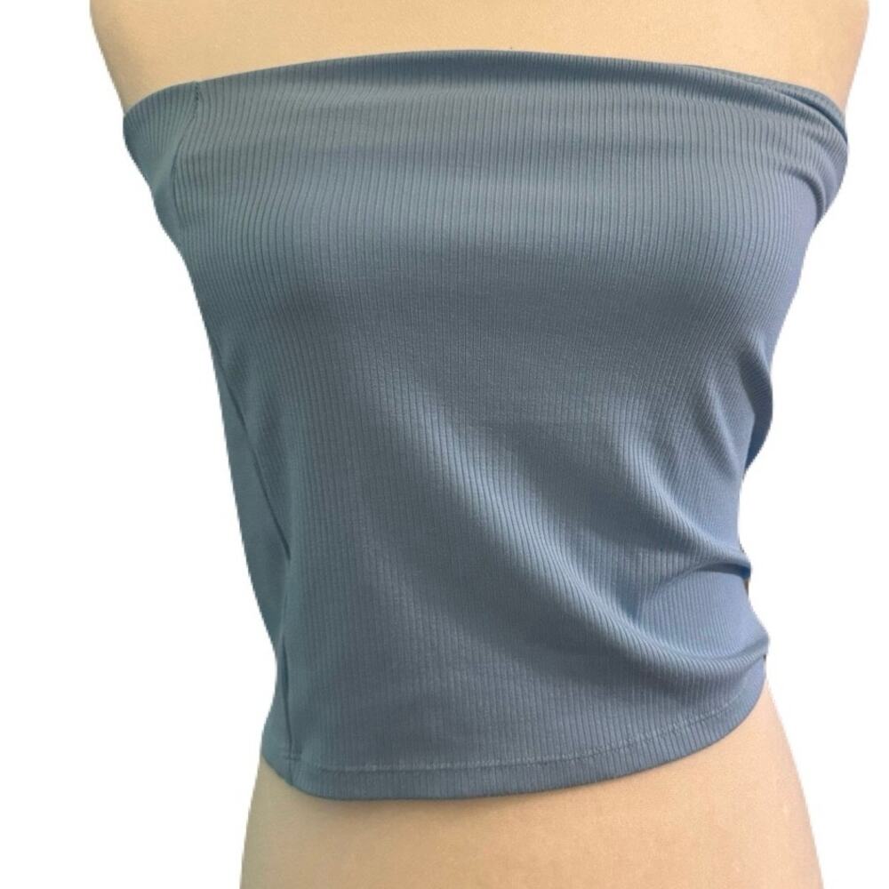 Aerie OFFLINE Baby blueTube Top Cropped Strapless Stretch Bandeau Built In Bra L